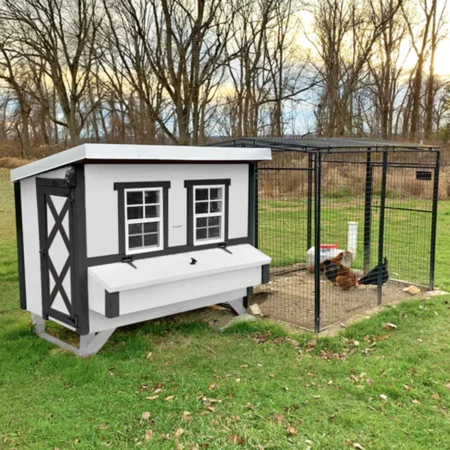 OverEZ Large Coop Farmhouse White With Run